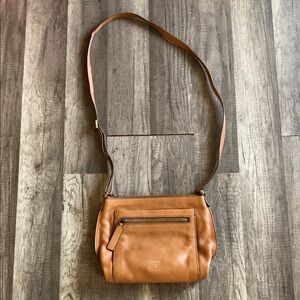 Fossil Leather Brown Crossbody Bag